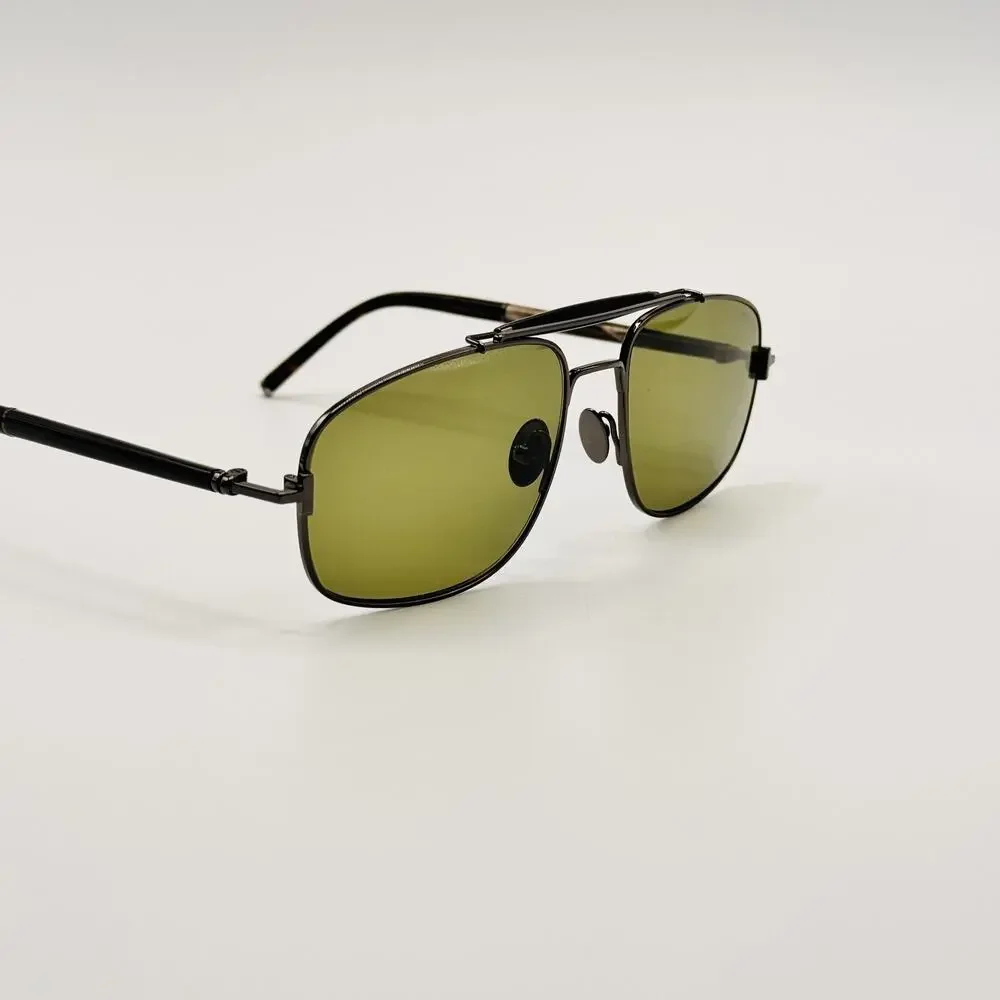 Tom Ford Sunglasses FT1127-P 08N Titanium and Horn Navigator Green Lens 57mm New